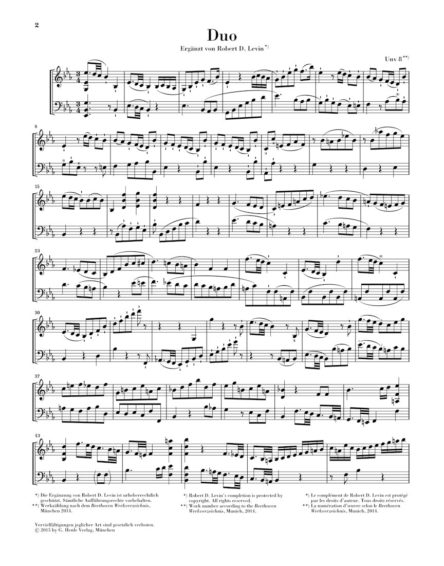 Clearance: Beethoven Duo for Violin and Violoncello (Fragment)