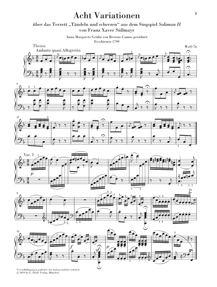 Beethoven Variations for Piano Volume 2
