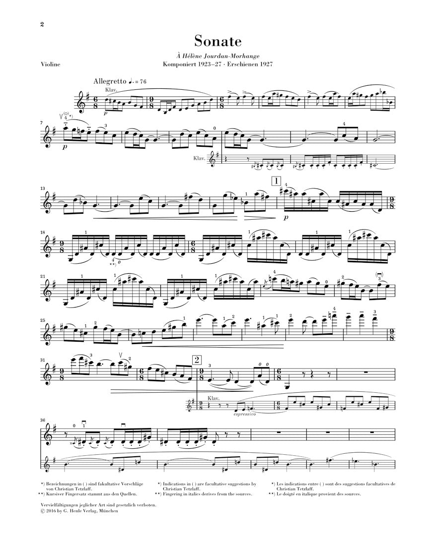 Ravel Violin Sonata In G Major