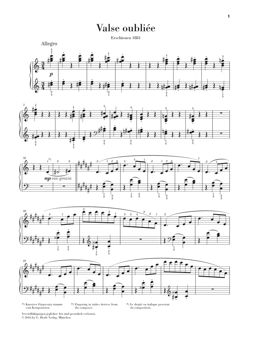 Liszt Valse Oubliee No. 1