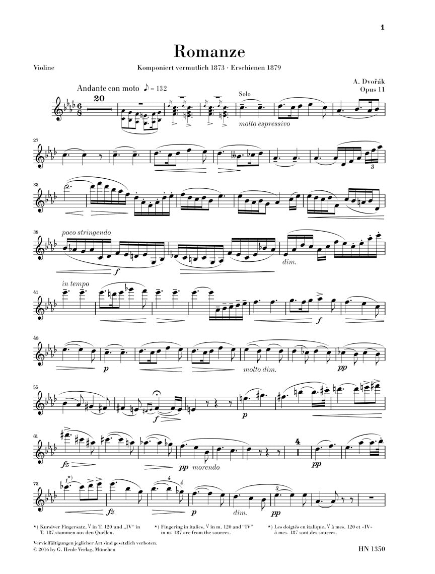 Dvořák: Romance in F minor, Opus 11