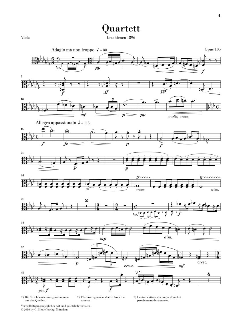 Dvořák: String Quartet in A flat major, Opus 105