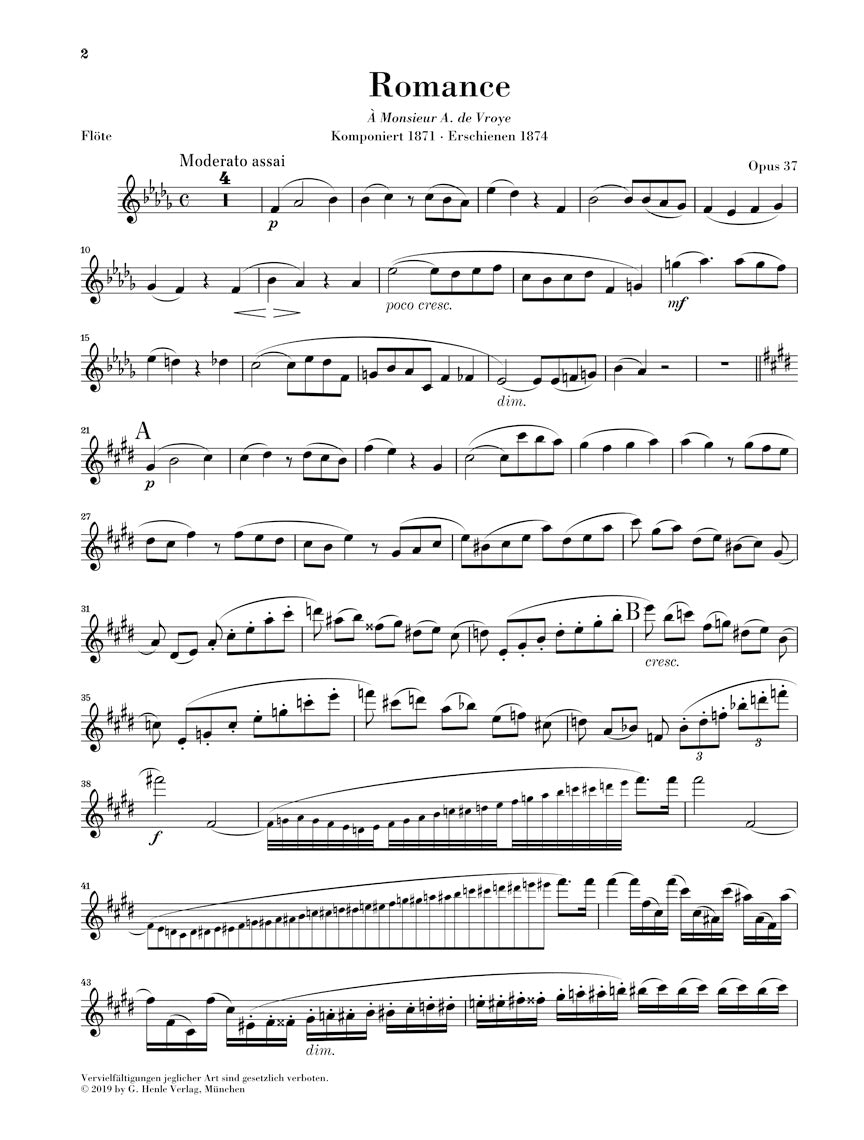 Saint-Saens Romance D Flat Major Op. 37 Flute and Piano