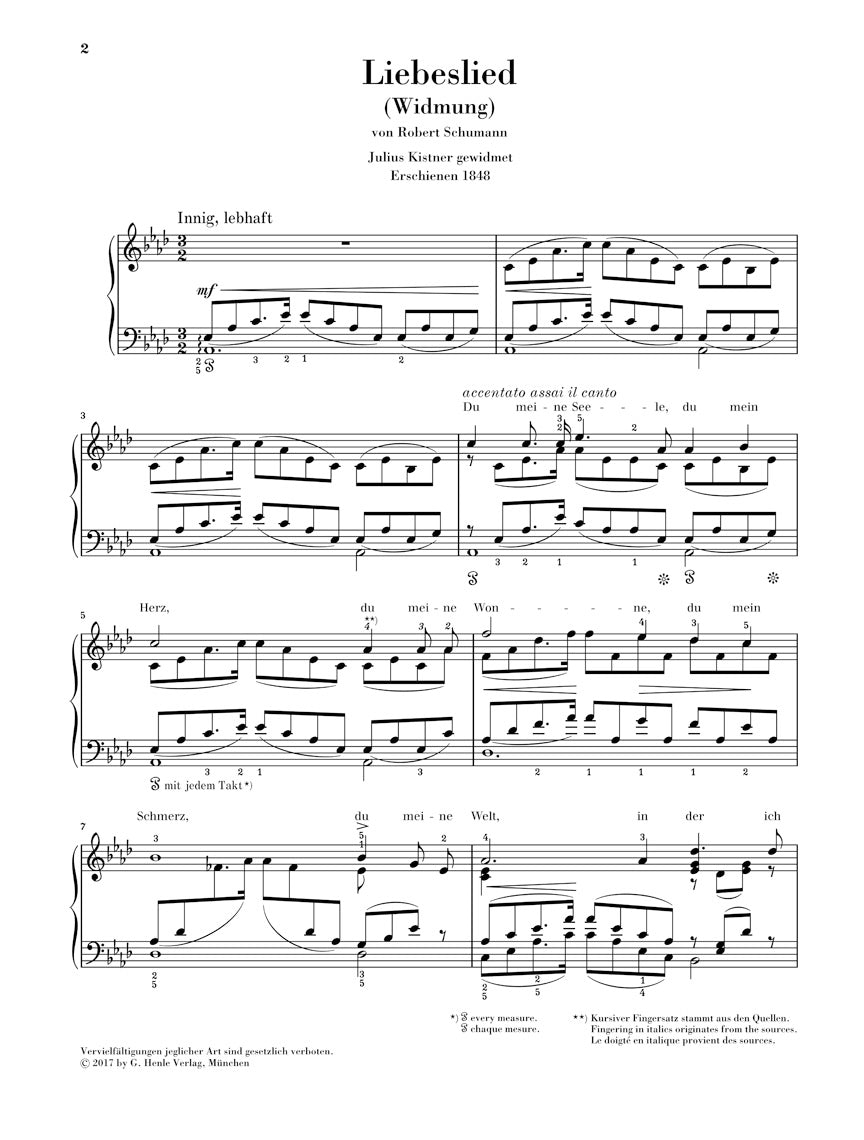 Schumann Love Song (Dedication) From Myrthen Opus 25 Arrangement for Piano Solo by Liszt