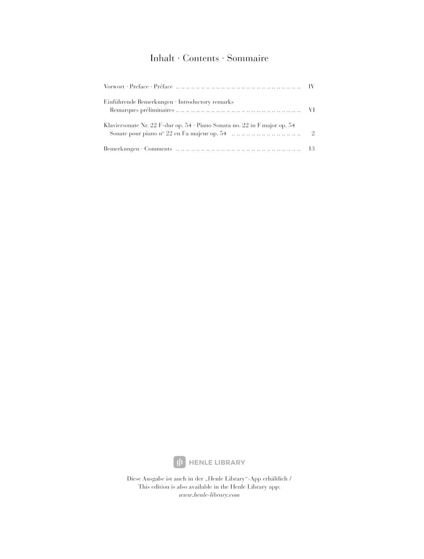 Beethoven Piano Sonata No. 22 F Major Op. 54 Revised Edition Ed. Perahiah