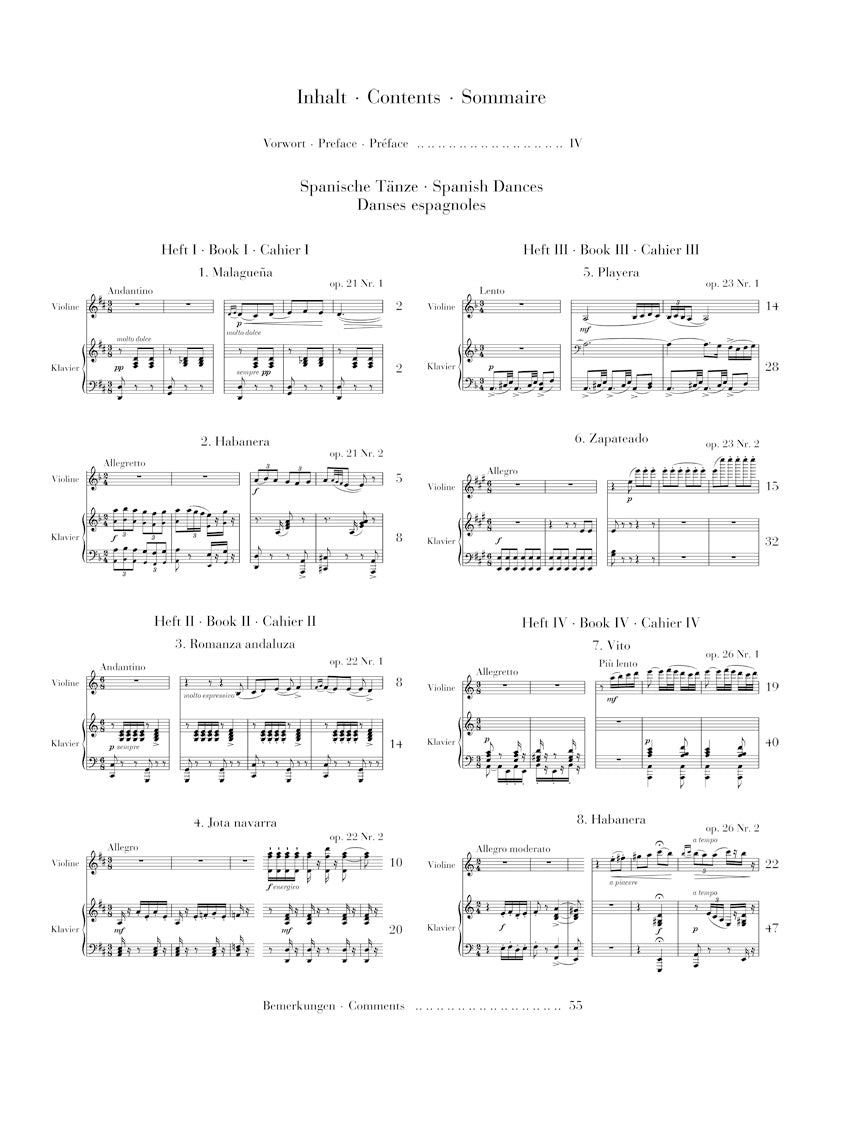 Sarasate Spanish Dances for Violin and Piano