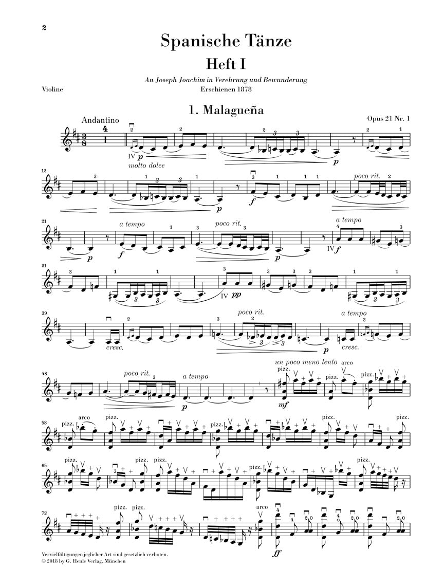 Sarasate Spanish Dances for Violin and Piano