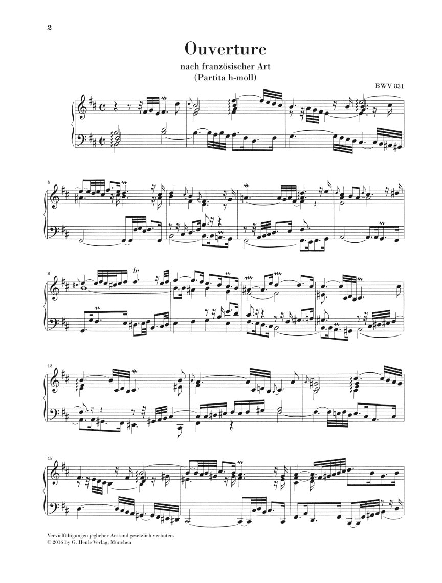 Bach French Overture B Minor BWV 831 Piano Solo Edition Without Fingering