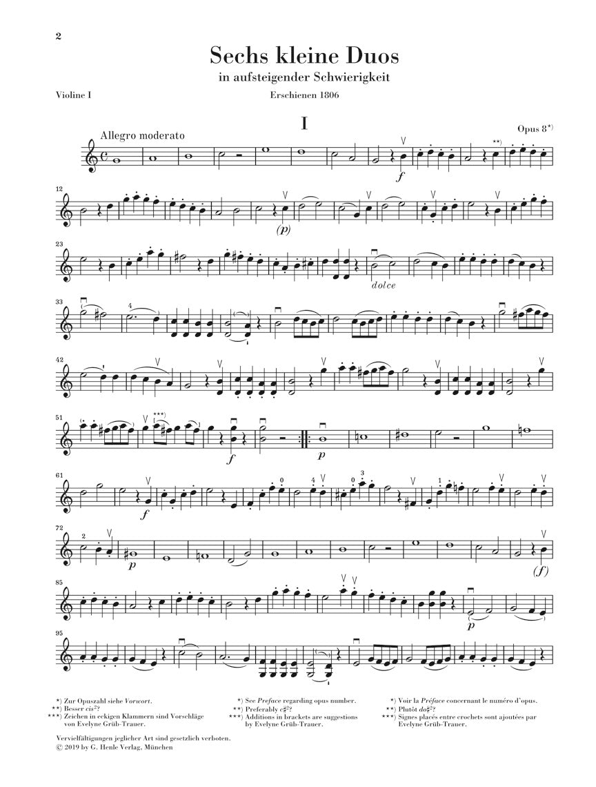 Pleyel Six Little Duets Op. 8 Two Violins