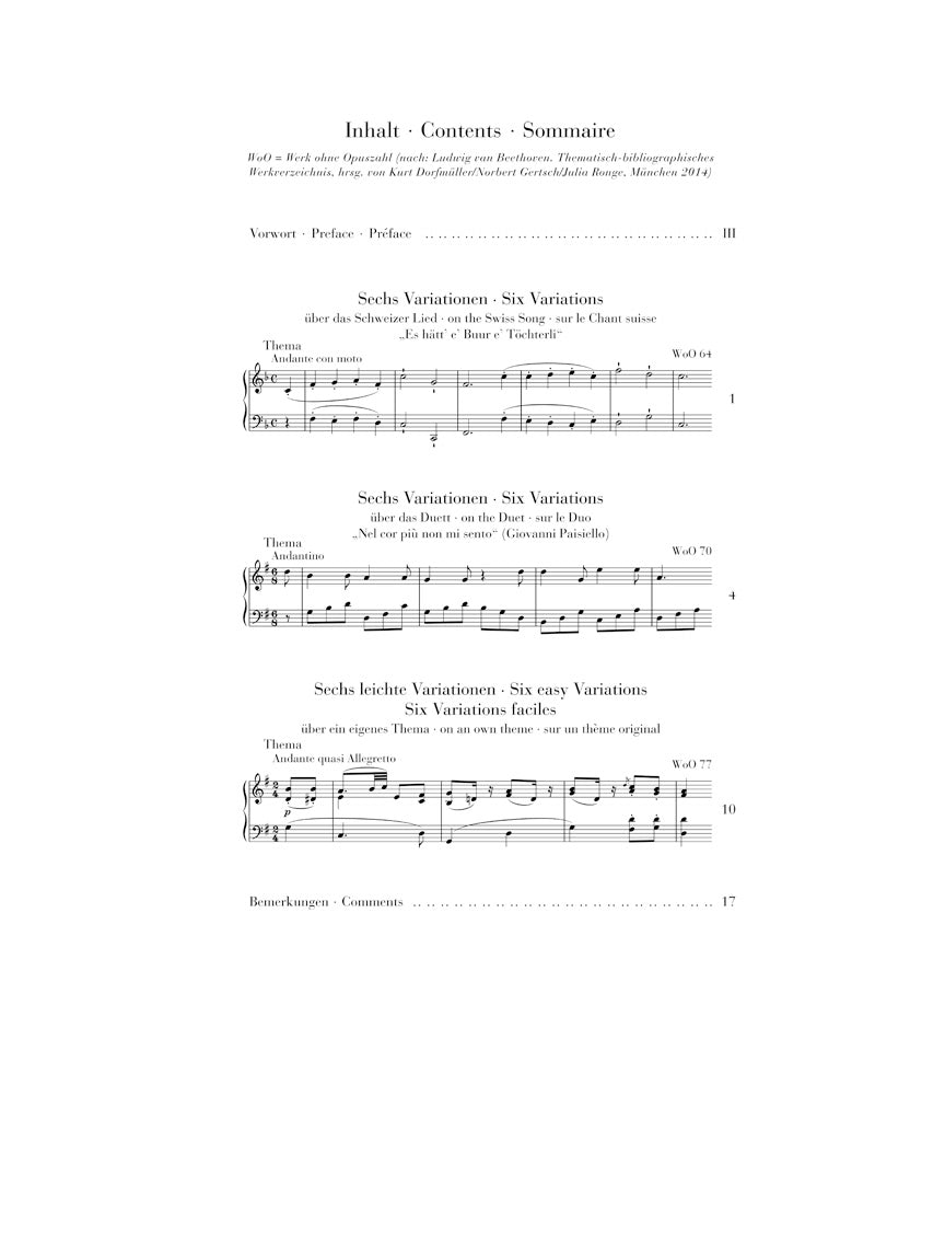 Beethoven 3 Variation Work Woo 70, 64, 77 Piano Solo