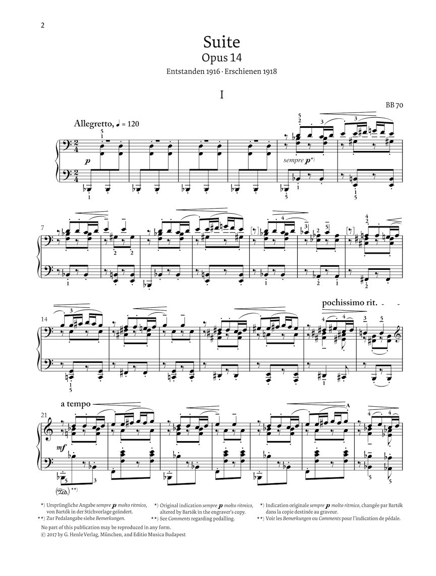 Bartok Suite Op. 14 Piano Solo