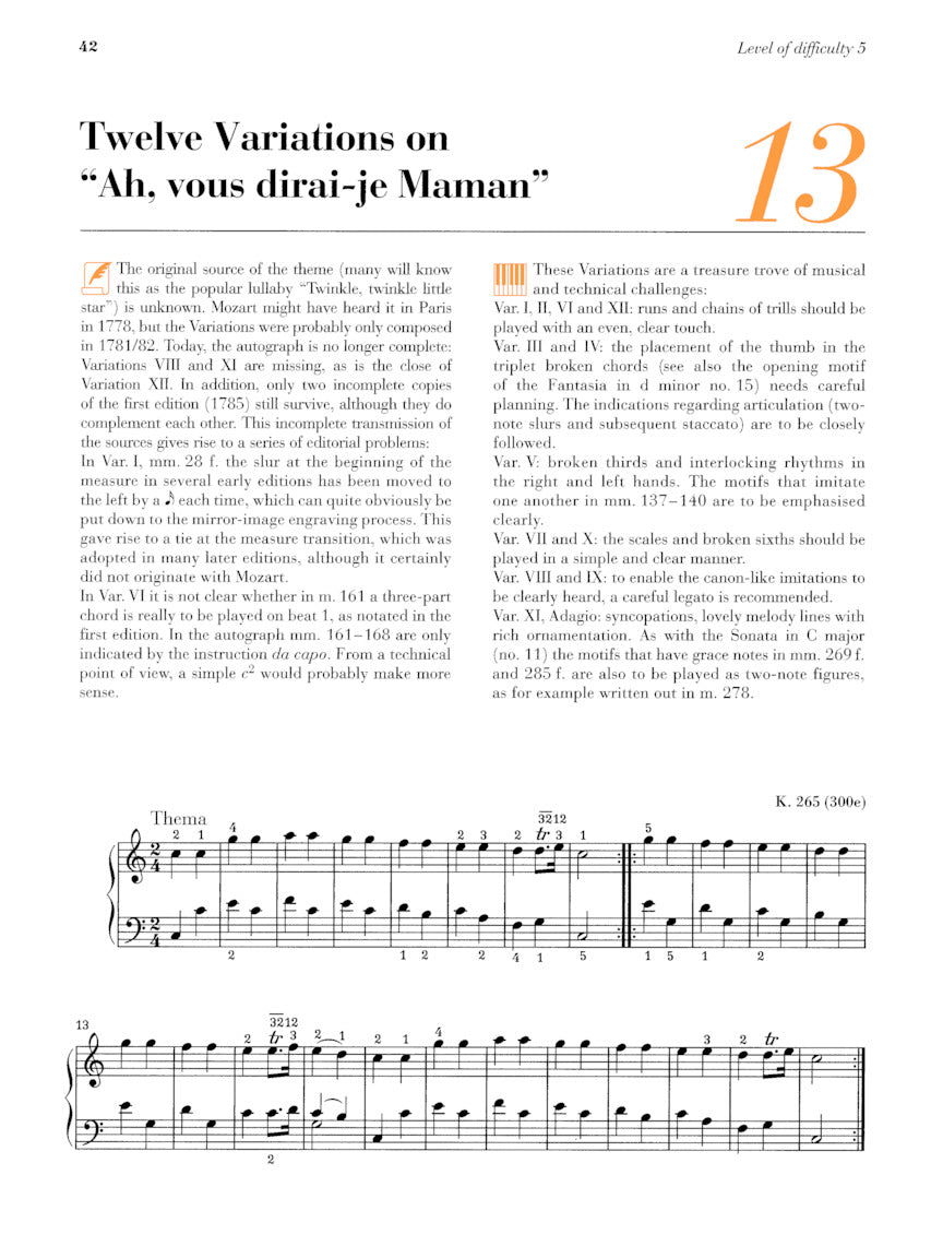 Mozart - At the Piano - 15 Well-Known Original Pieces With Practical Comments