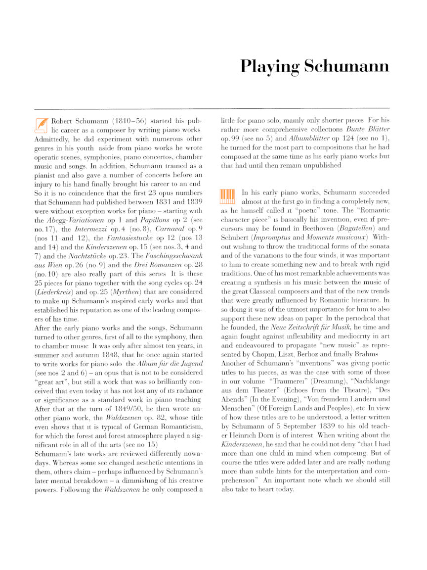 Schumann - At the Piano - 17 Well-Known Original Pieces With practical Comments