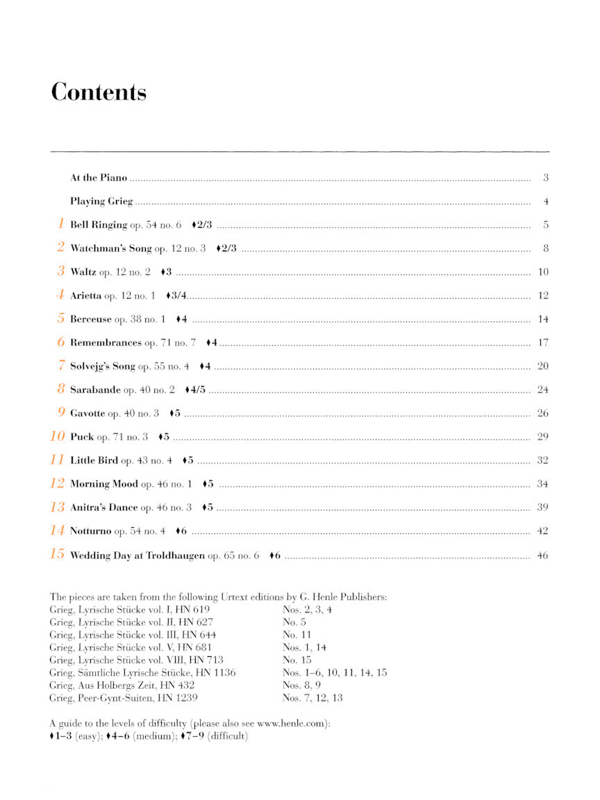 Grieg: At the Piano - 15 Well-Known Original Pieces With Practical Comments