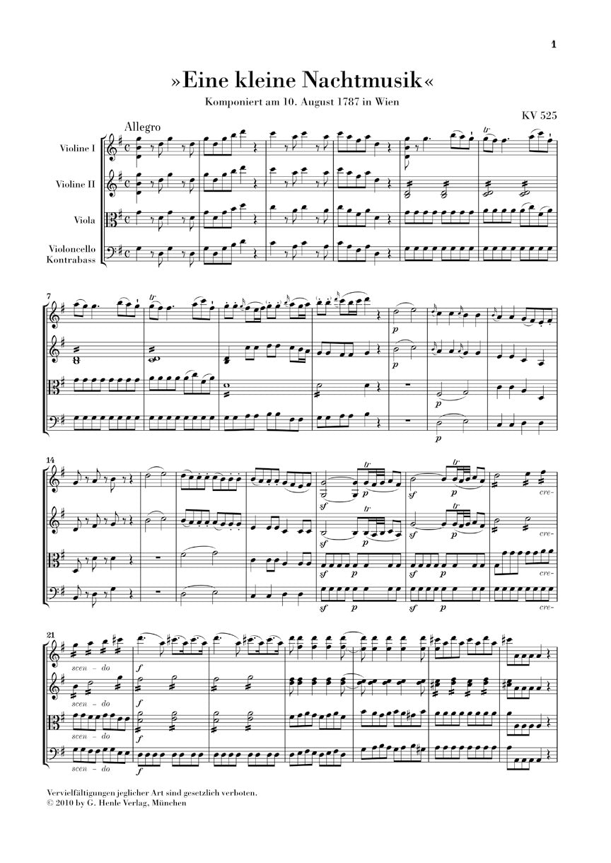 Mozart Divertimento A Little Night Music K525 Study Score