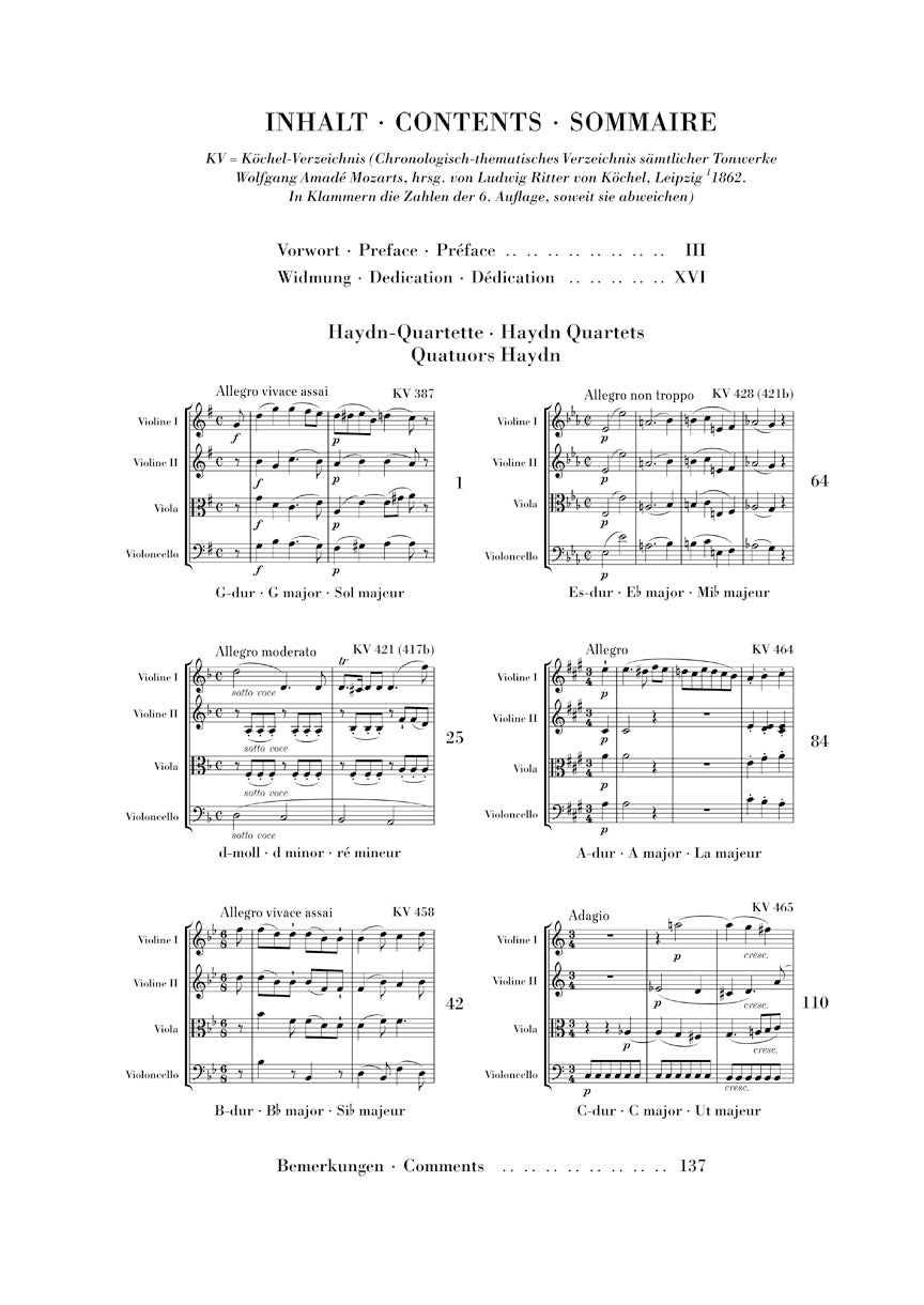Mozart String Quartets - Vol. 3 (Haydn Quartets) Study Score