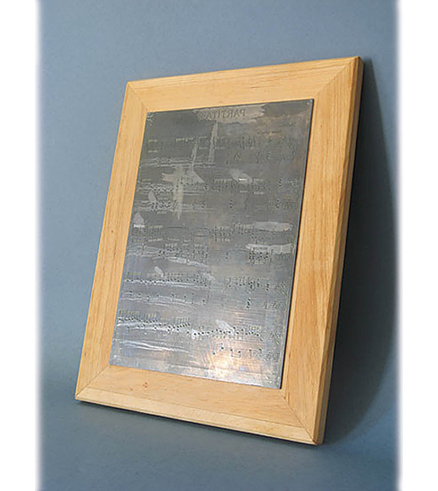 Original Music Engraving Plate, Mounted With Wooden Frame