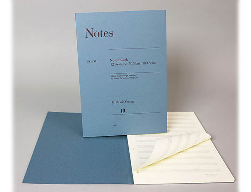 Manuscript Notepad: Henle, 12 staves, 50 sheets, 100pgs (8.3"x11.7")