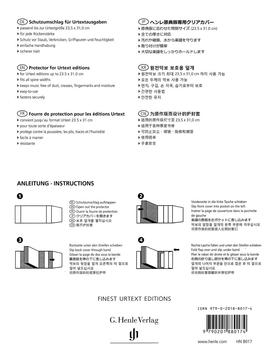 Henle Plastic Protector for Urtext Editions