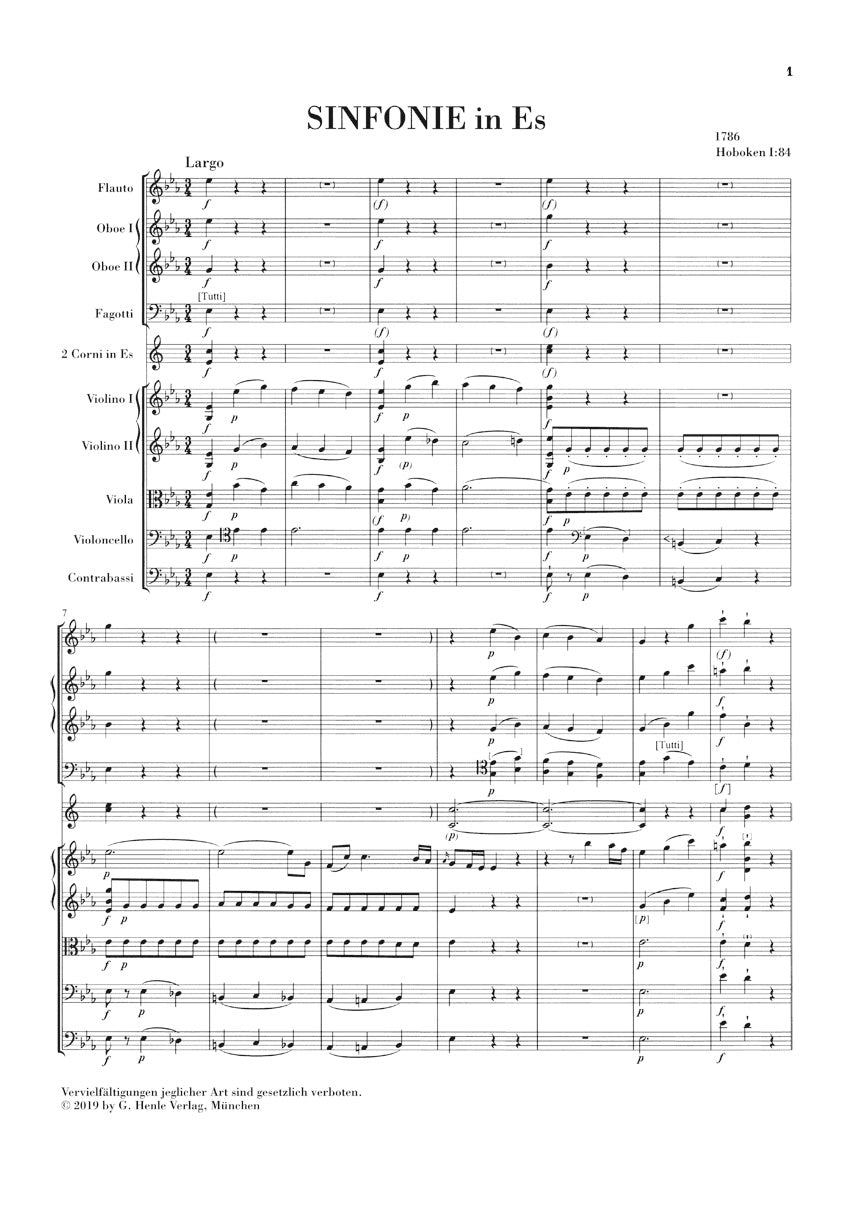 Haydn Symphony E-Flat Major Hob. I:84 Orchestra Study Score