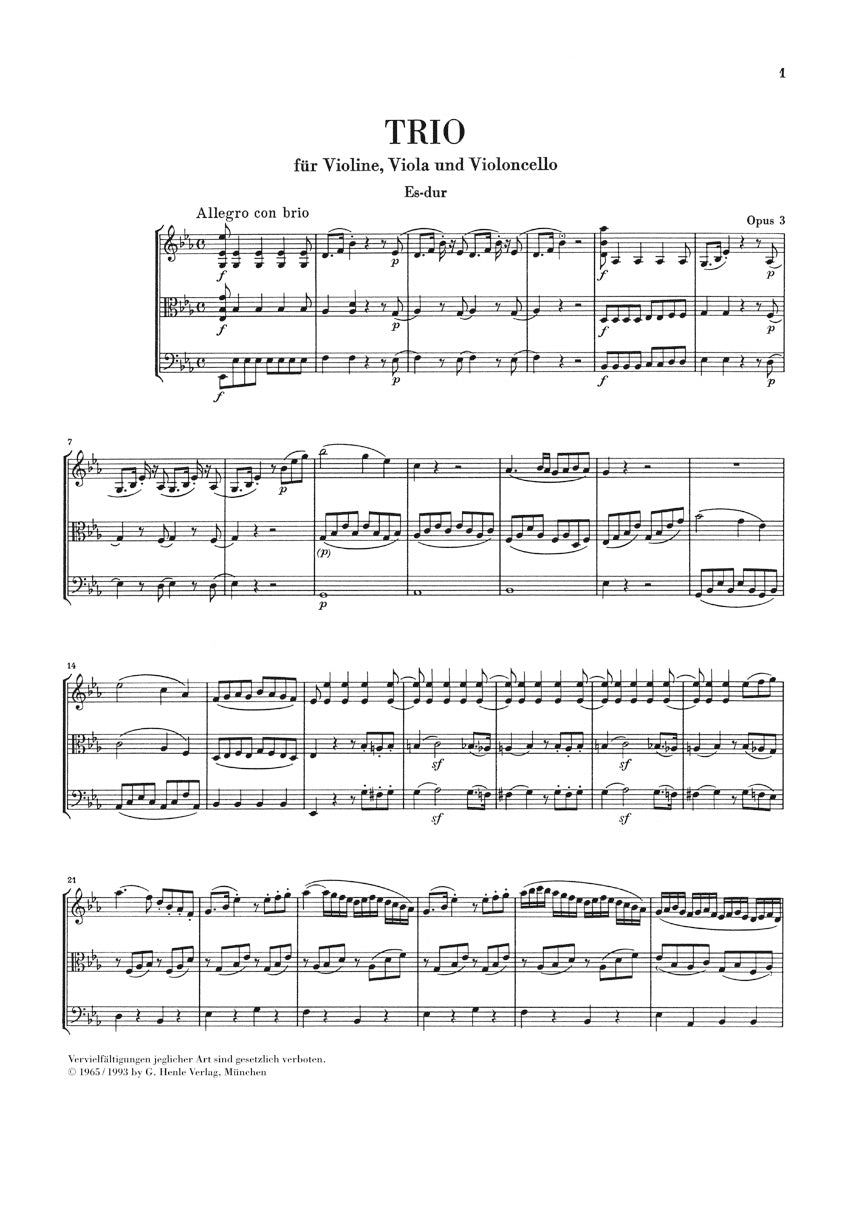 Beethoven String Trios Op. 3, 8, and 9 and String Duo WoO 32 Study Score