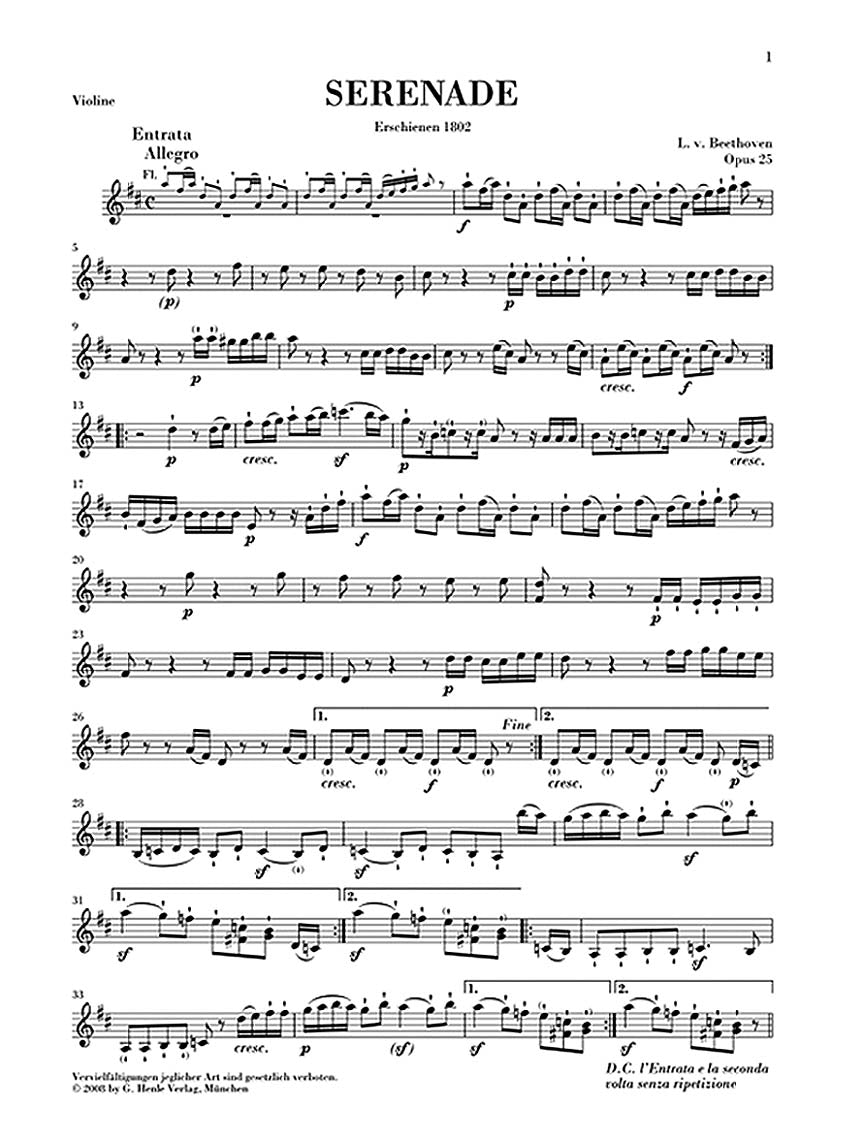 Beethoven Serenade for Flute, Violin and Viola Op. 25