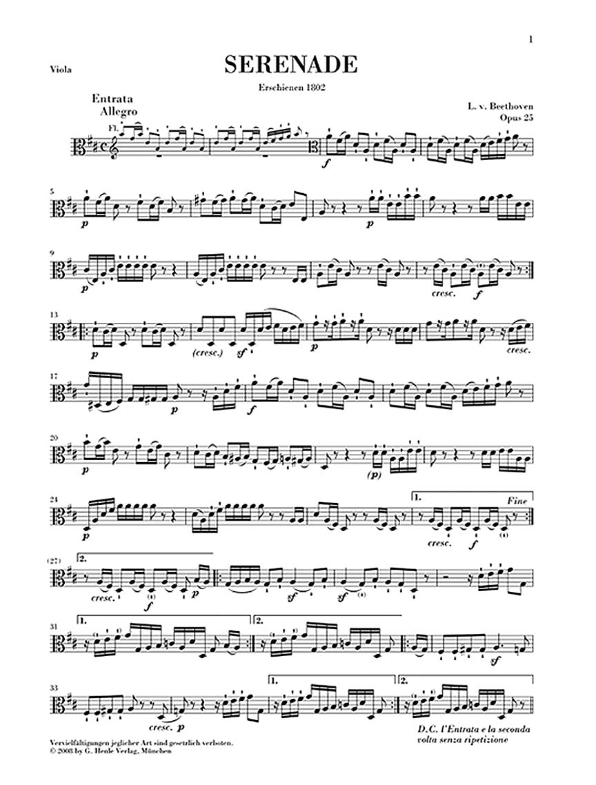 Beethoven Serenade for Flute, Violin and Viola Op. 25