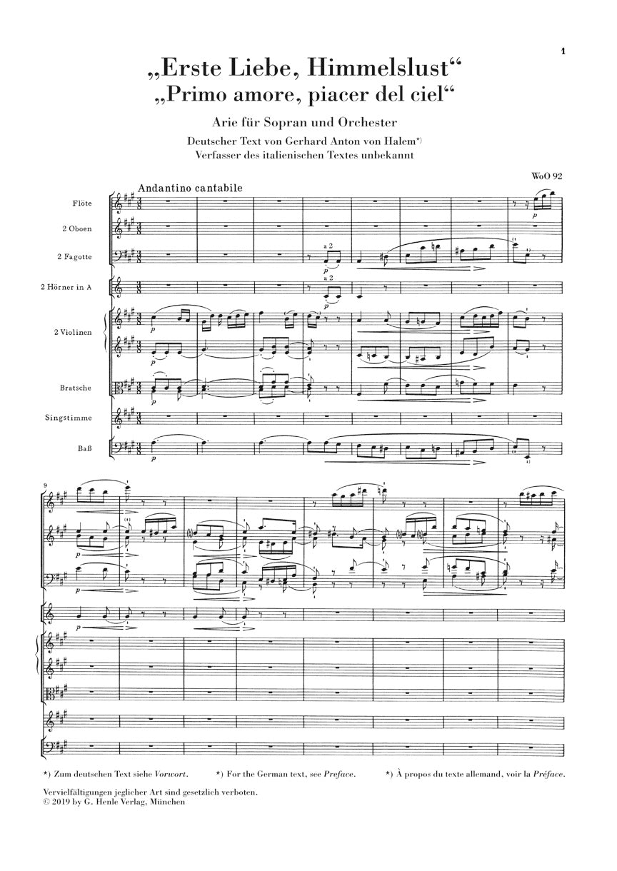 Beethoven Arias, Duet, Trio Solo Voice(S) & Orchestra Study Score