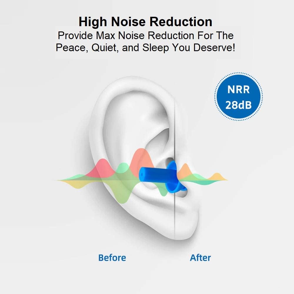 Ear Plugs: Silicone with Case (NRR: 25dB/SNR- 28dB Noise Reduction)