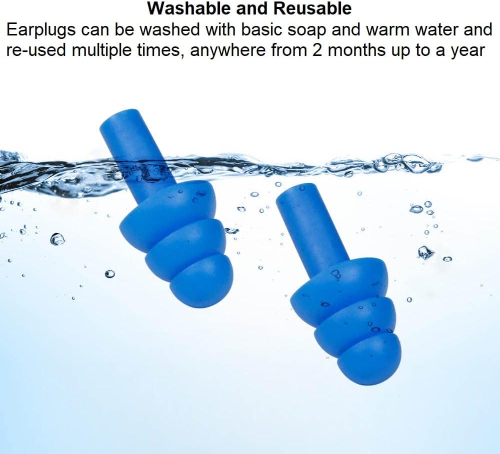 Ear Plugs: Silicone with Case (NRR: 25dB/SNR- 28dB Noise Reduction)
