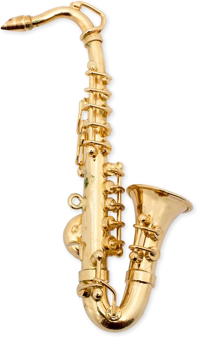 Magnet: Tiny Gold Brass Tenor Saxophone Replica
