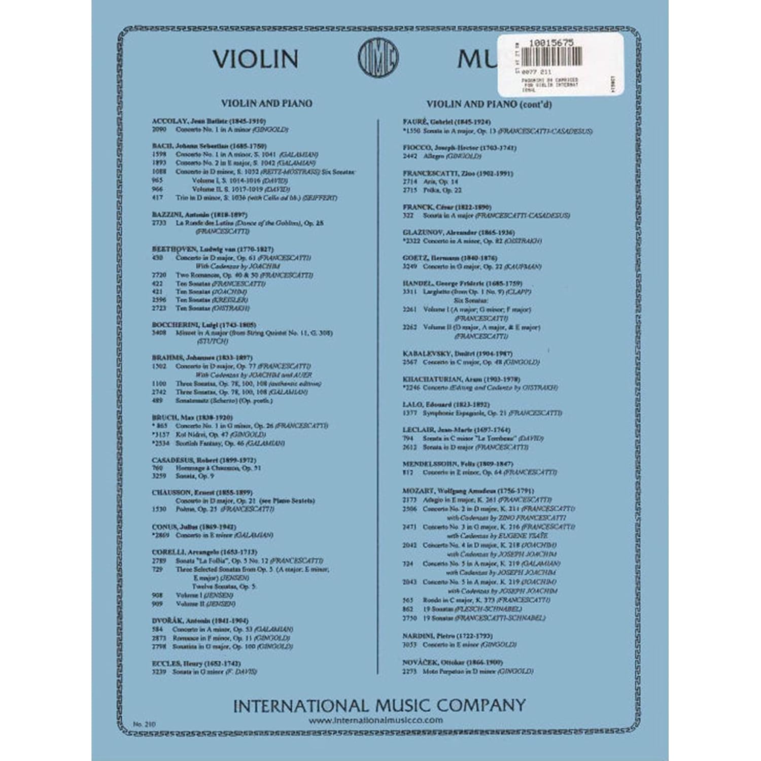 Paganini 24 Caprices Opus 1 for Violin