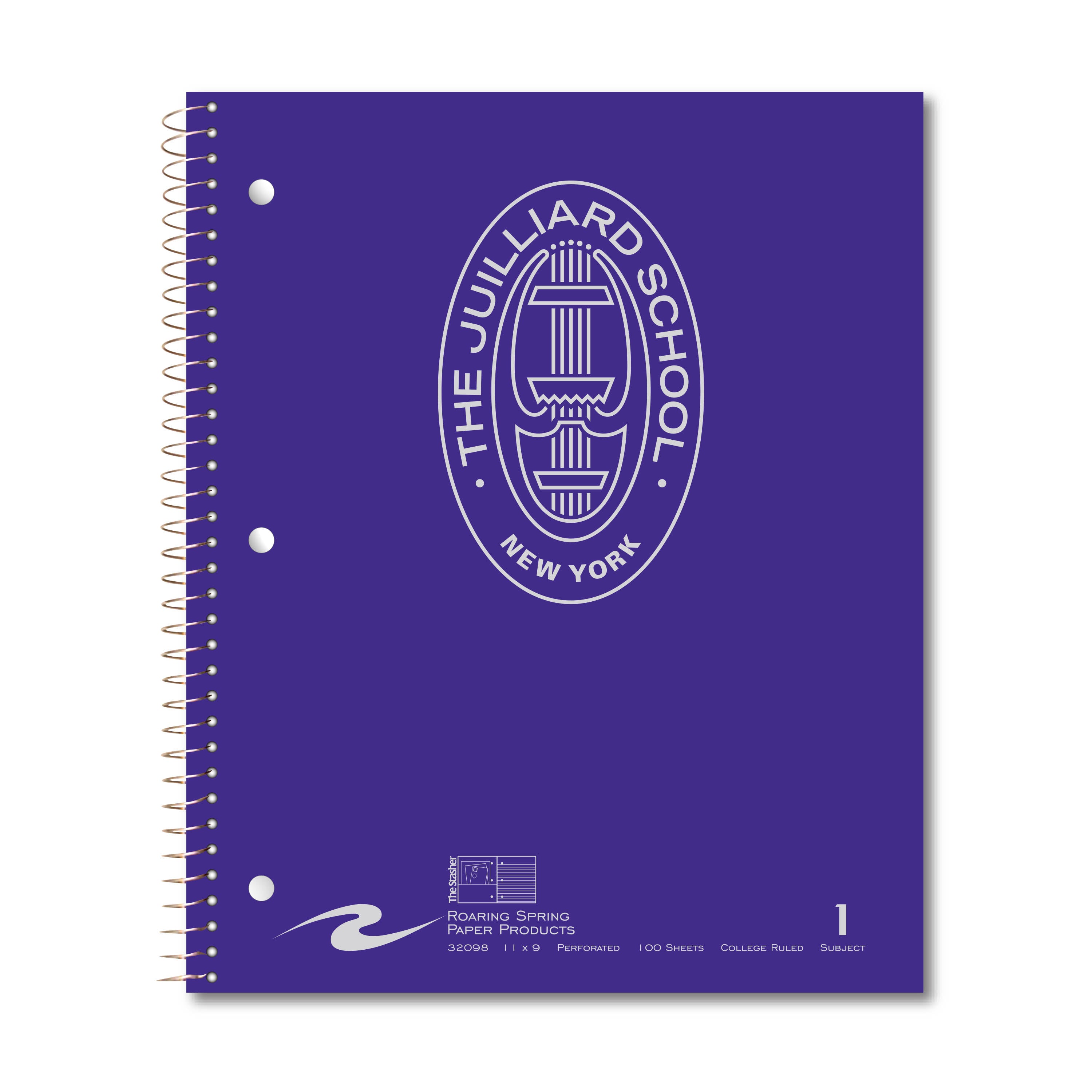 Notebook: Juilliard 1 Subject College Ruled Notebook with pockets