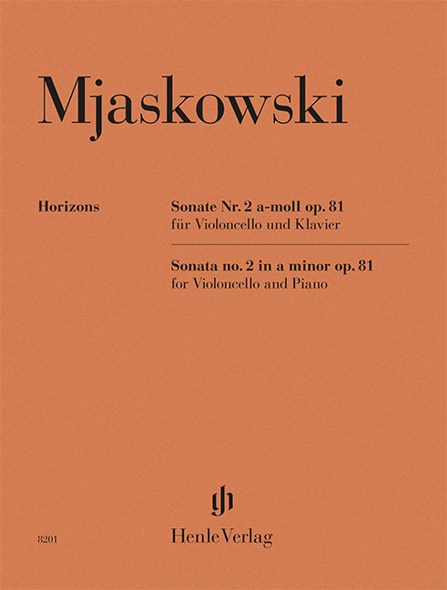 Myaskovsky: Cello Sonata No. 2 A Minor Op. 81 Cello and Piano (Henle Horizons, HN 8201)