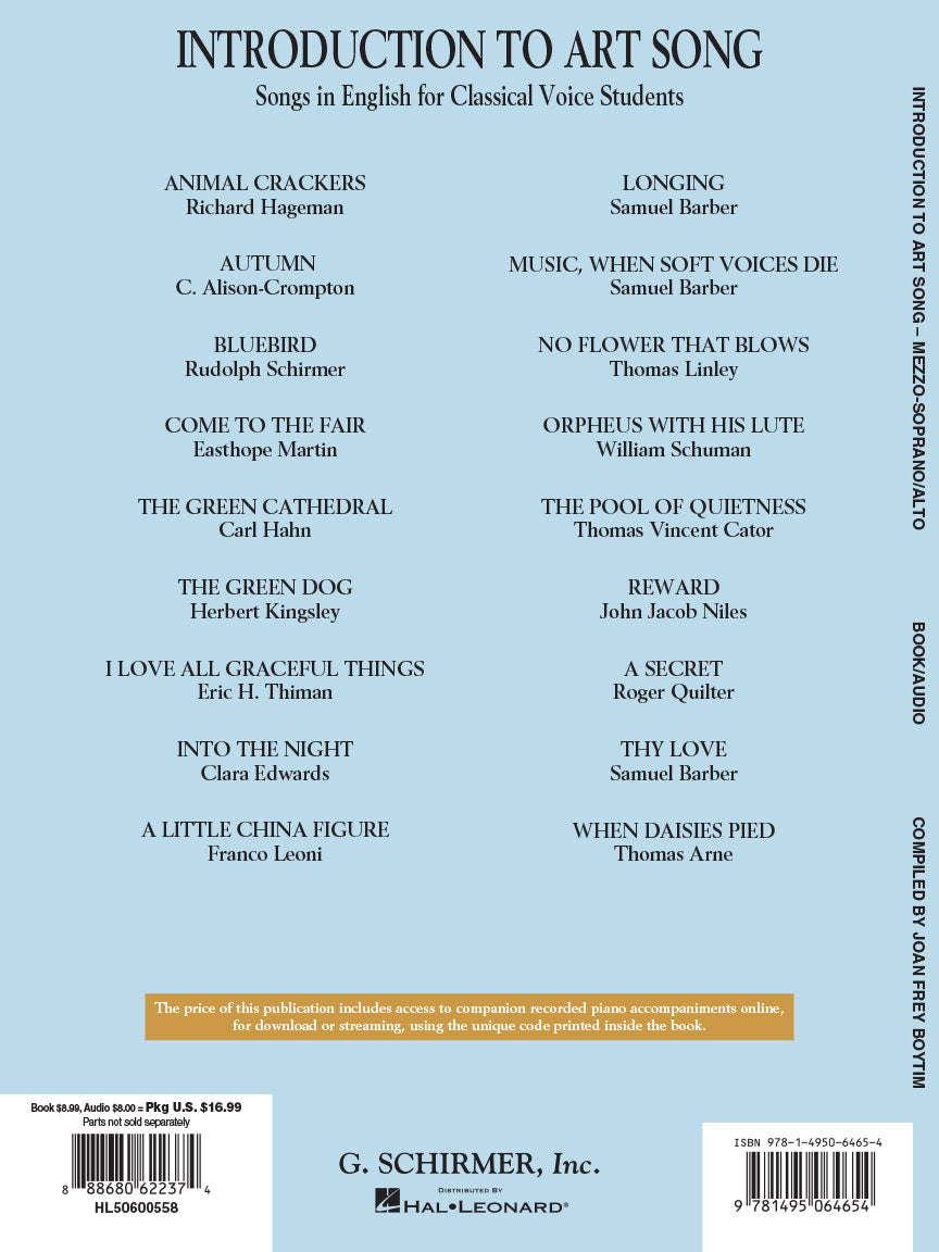 Introduction to Art Song for Mezzo-Soprano/Alto - With Recorded Piano Accompaniments