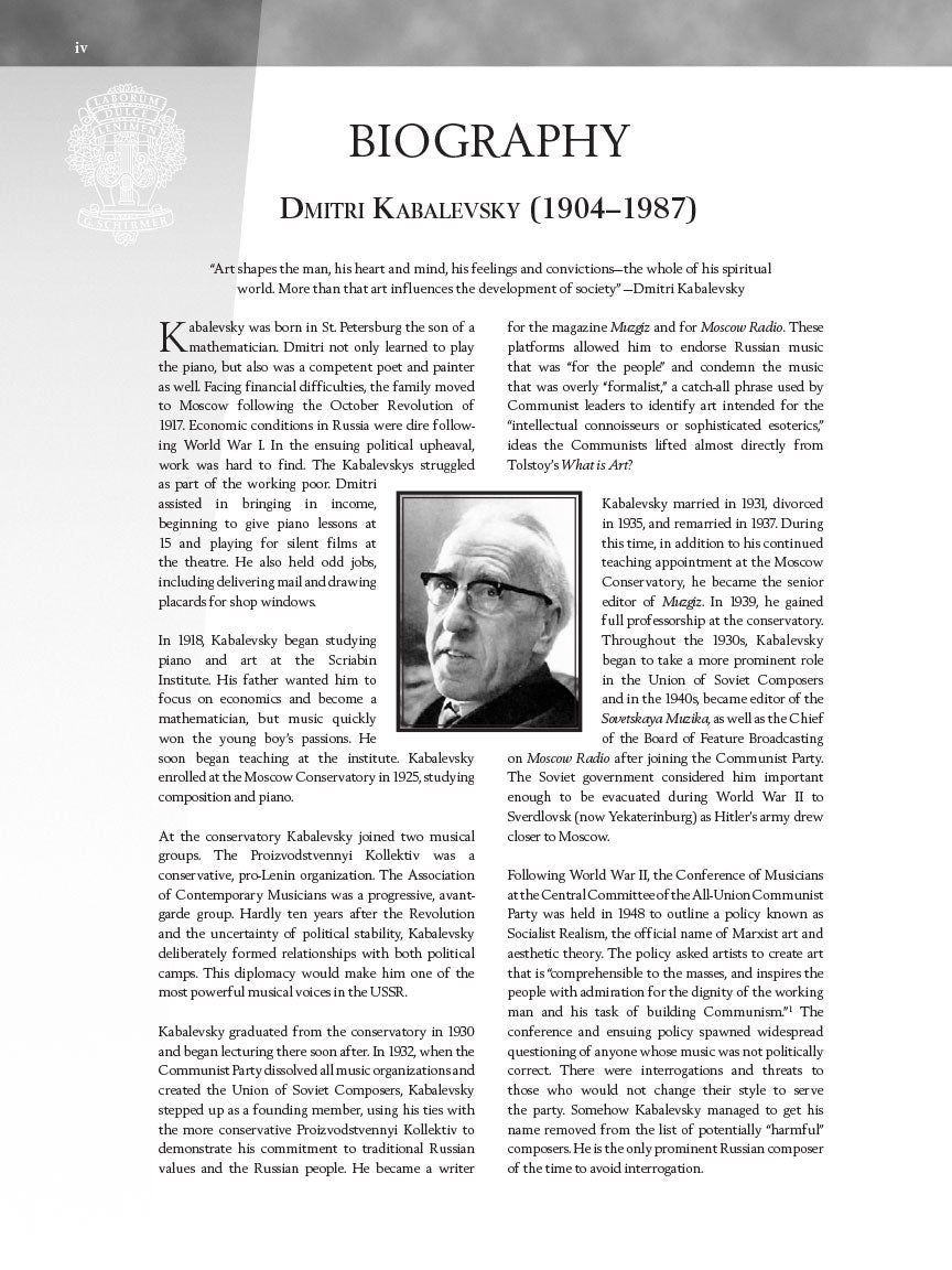 Kabalevsky - 35 Easy Pieces, Op. 89 for Piano - Schirmer Performance Editions