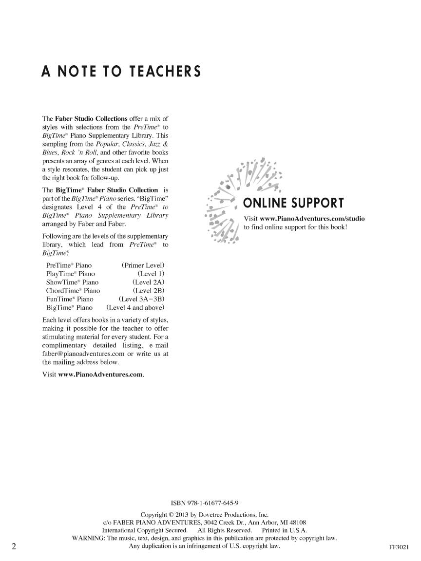 Faber Studio Collection Selections from BigTime® Piano Level 4