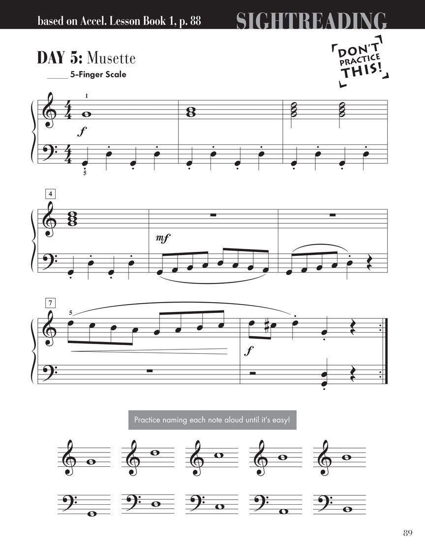 Accelerated Piano Adventures Sightreading Book 1