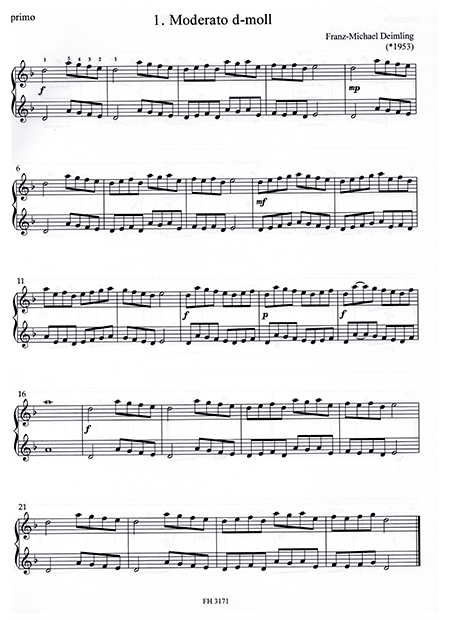 Deimling New Melodious Exercises, duets for piano