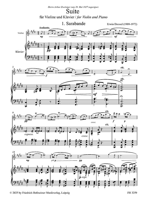 Dressel: Suite for Violin and Piano