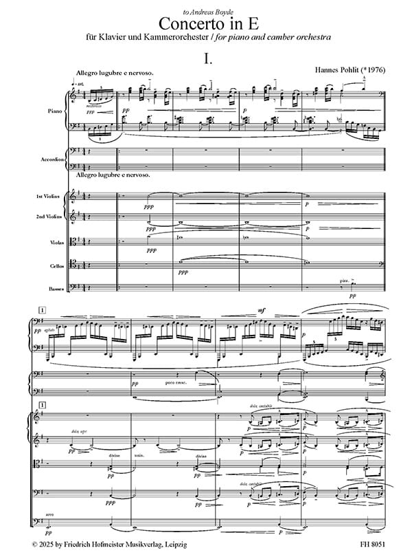Pohlit: Concerto in E for Piano and Chamber Orchestra - Full Score