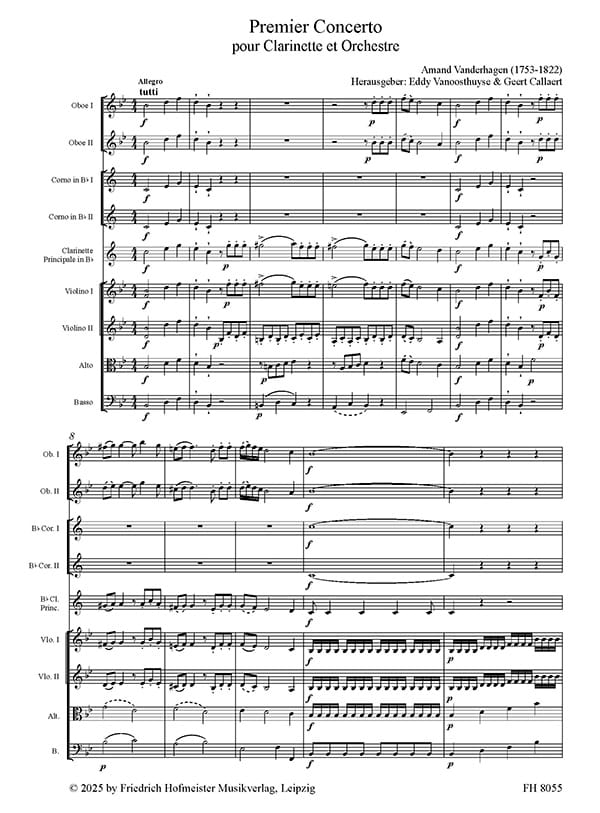 Vanderhagen: Premier Concerto for Clarinet and Orchestra - Full Score