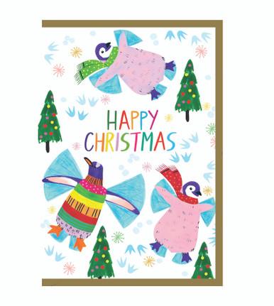 Card: Happy Christmas Penguins (Blank Inside)