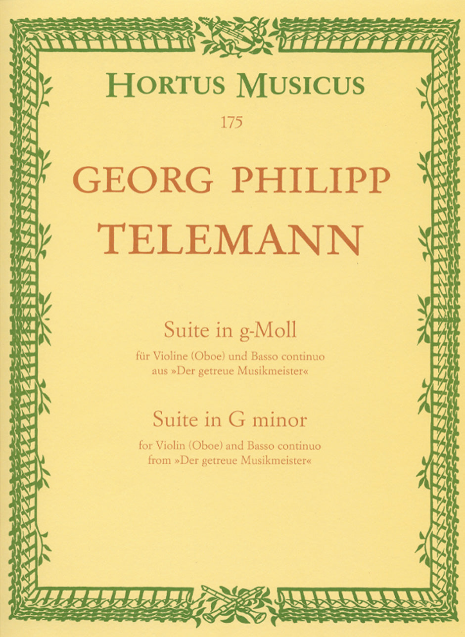 Telemann Suite for Violin (Oboe) and Bc G minor "Der getreue Musikmeister", Hamburg 1728-