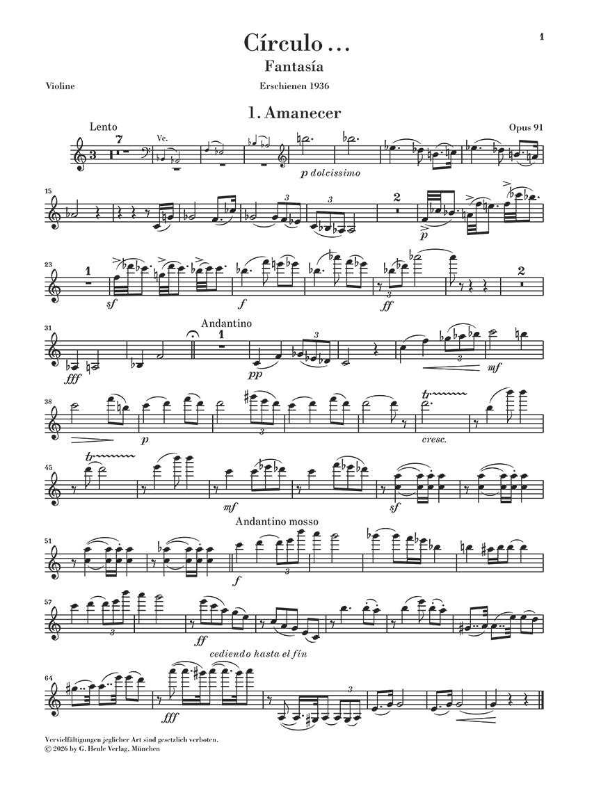 Turina: Círculo... Op. 91 Piano Trio, sample page 2 (Henle Horizons, HN 8208)
