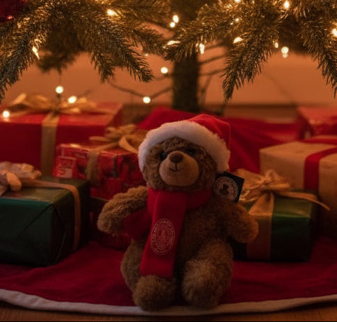 Teddy Bear: Brown Holiday Bear with Red Scarf