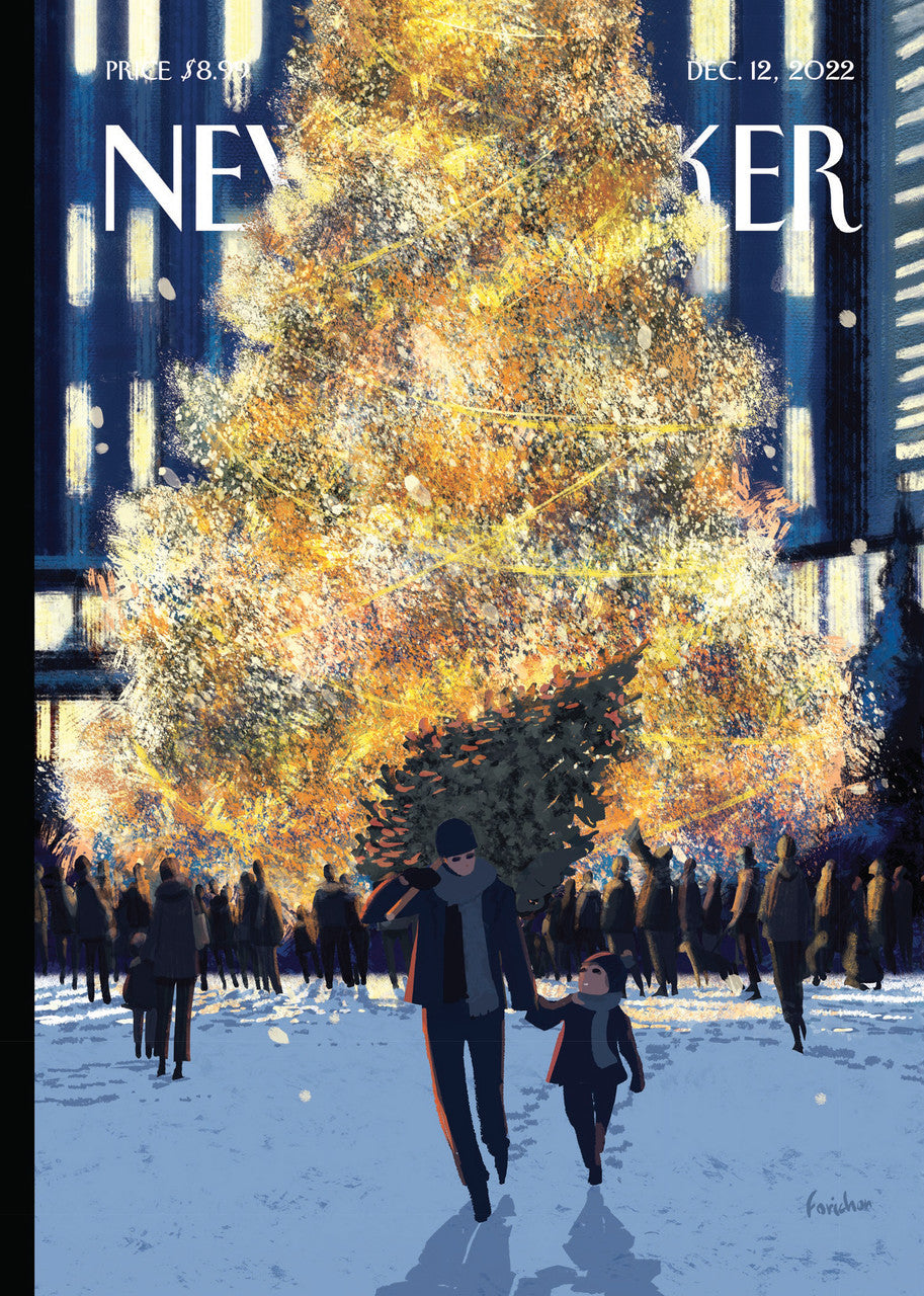 Card: Evergreens - New Yorker Cover - Inside Contents: "Happy Holidays"