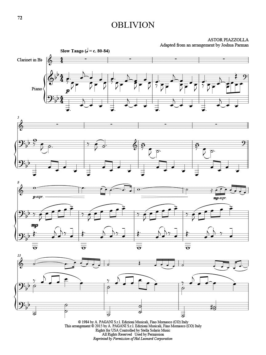 Piazzolla, Astor - 25 Tangos for Clarinet and Piano