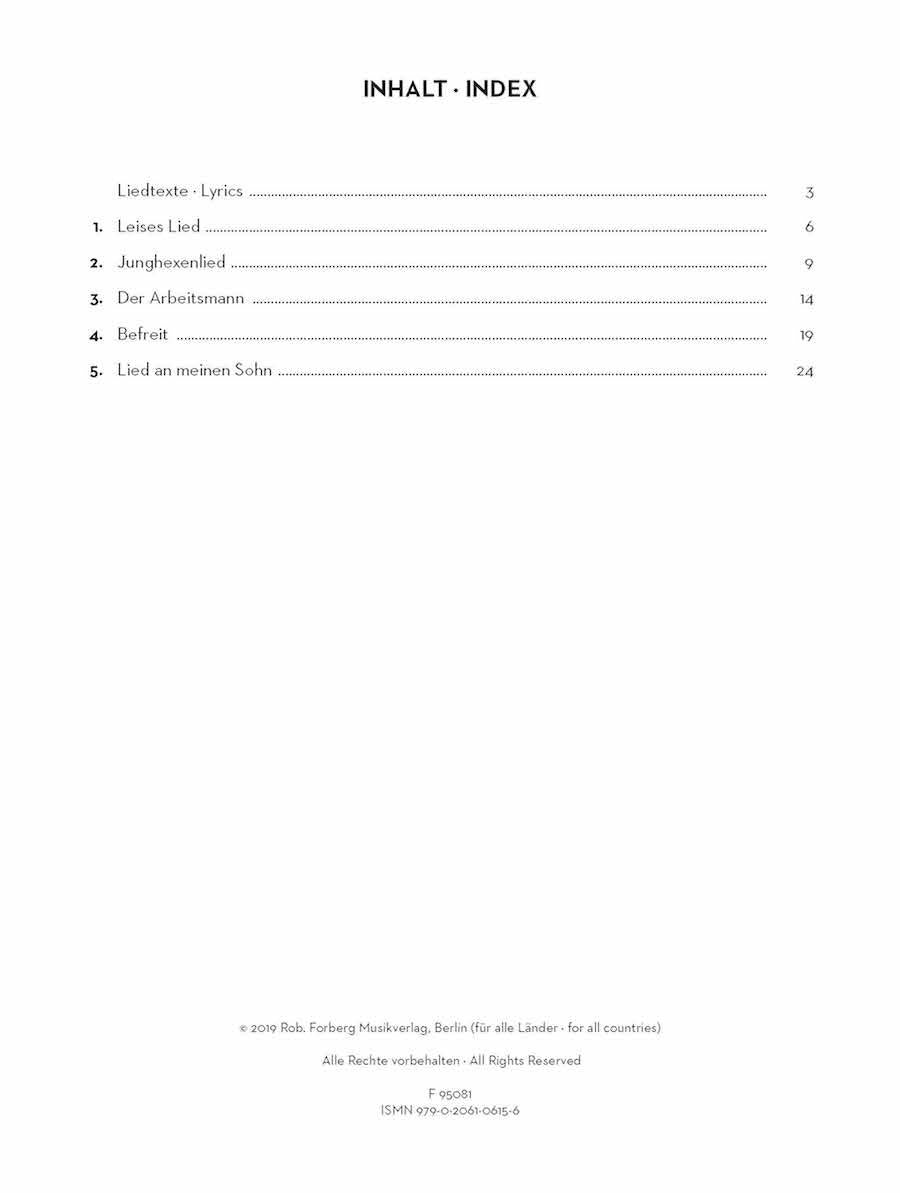 Strauss 5 Songs Op. 39 Voice and Piano