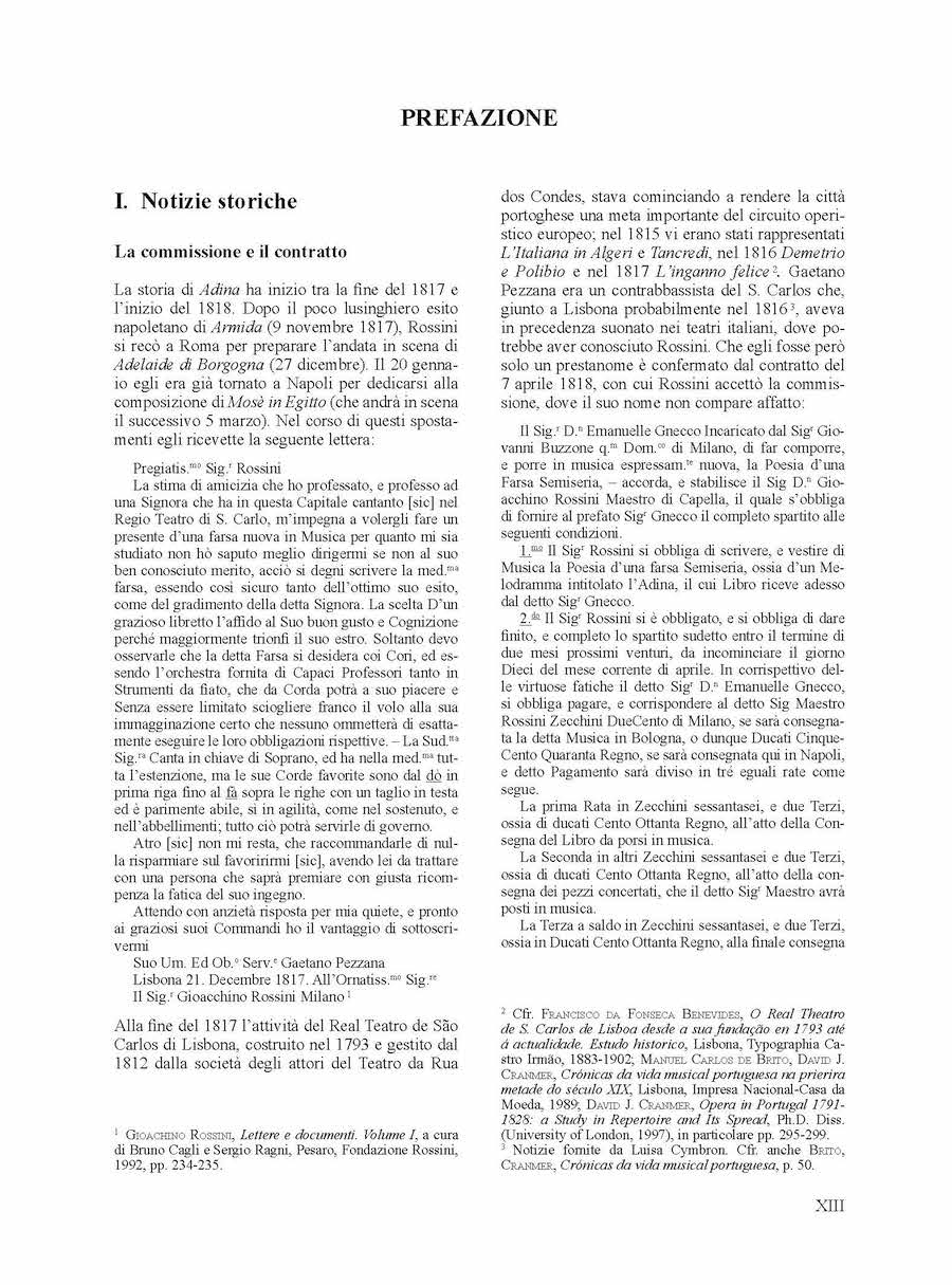 Rossini Adina Opera Vocal Series Reduction for Voice and Piano based on the Critical Edition